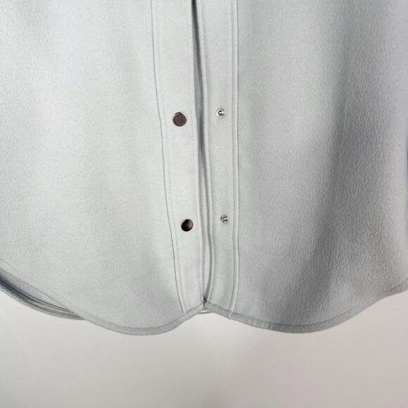 Abercrombie and Fitch Womens Small S Light Blue Gray Cozy Shacket Snap Button - Picture 4 of 10